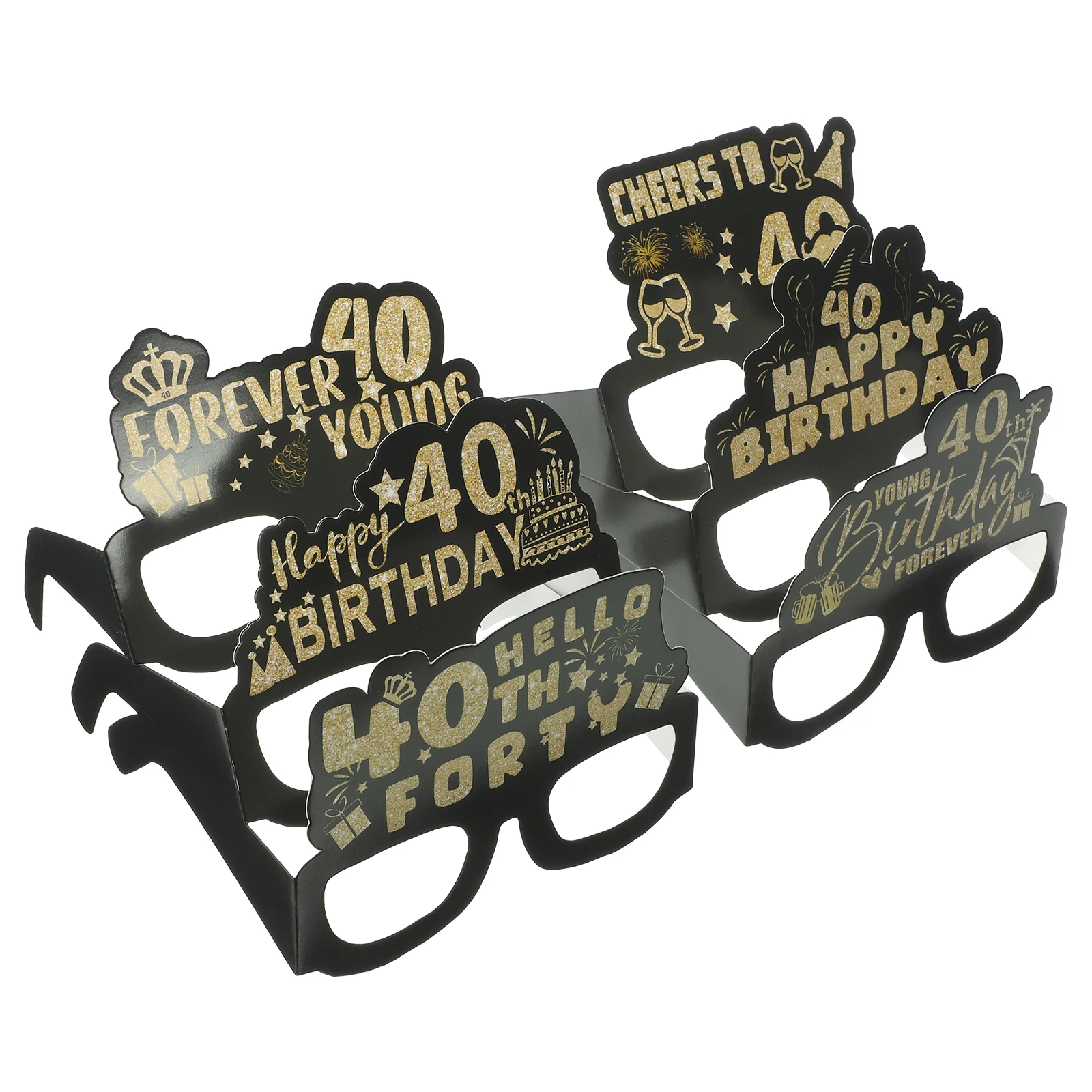 

12 Pcs 3D Paper Glasses Frames for 40th Birthday Party Decorations Fun Photo Booth Props Reusable Party Supplies