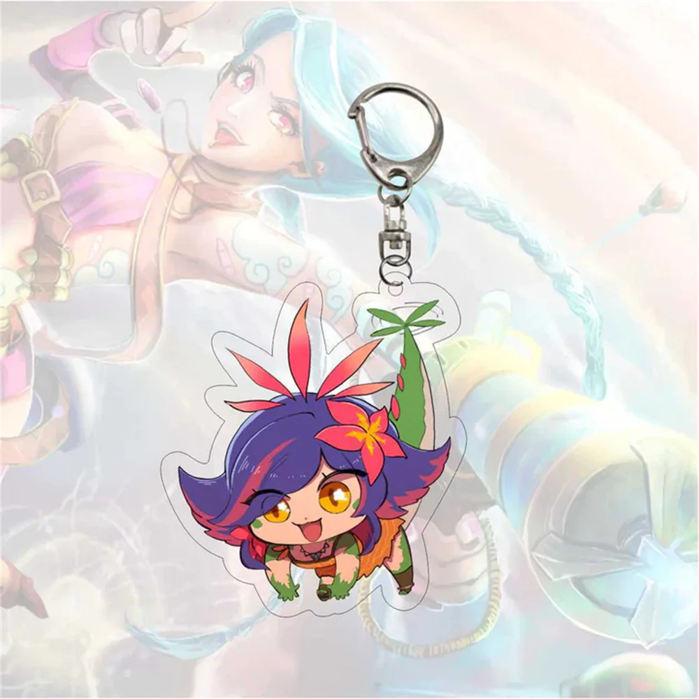 New Anime  Game League of Legends Keychains LOL Key Chains Acrylic Figures Decoration Yasuo Ahri Riven Rakan Bag Pendant  Gi