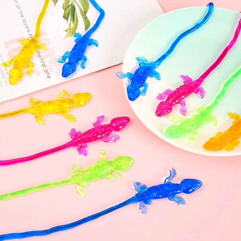 20Pcs Funny Colorful Sticky Retractable Lizard Toys for Kids Birthday Party Favors Pinata Fillers Halloween Carnival Rewards