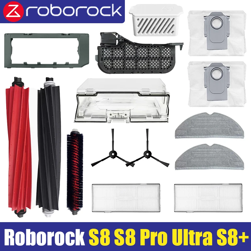 Kompatibel für Roborock S8 / S8 Plus Ersatz Ersatzteile Roller Hauptseite Pinsel Hepa-Filter Mopp Tuch Staubbeutel Zubehör – Detail 1