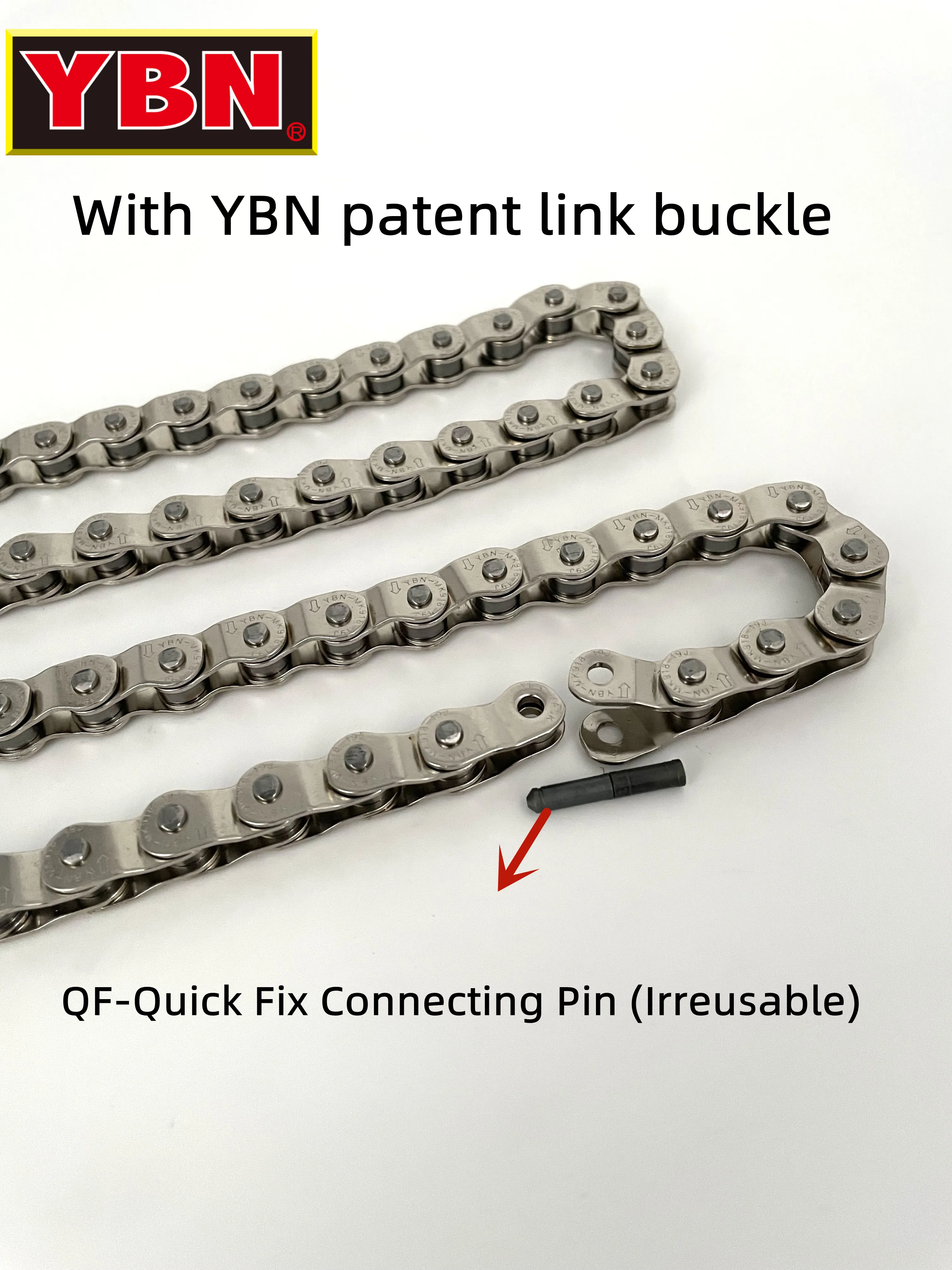 YBN BMX Single-speed Half-Link Bicycle Chain MK918 102L Suitable for Single-speed Bicycles Like Fixed Gear Bikes Track Bikes