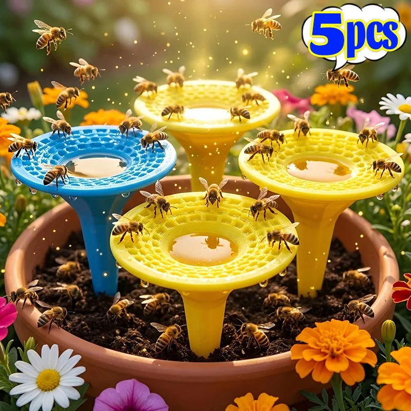 Garden Bee Drinking Cup Honeycomb Mesh Water Feeder for Pollinator Insertable Ground Stake Flower Pot Outdoor Safe Anti Drowning