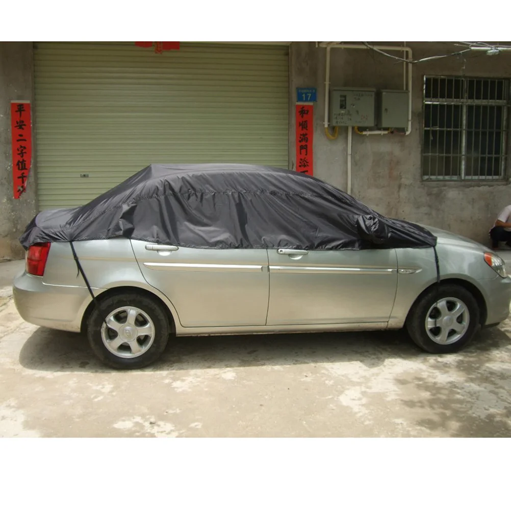 Half Car Cover Shield Small Air Conditioner Snow Protector Waterproof Sun Shade