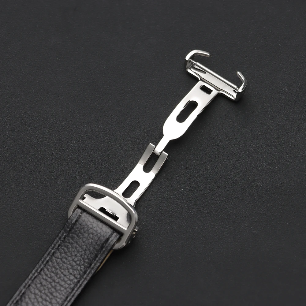 16mm 18mm 20mm 22mm Genuine Leather Watch Strap for Cartier Tank London Solo Lychee Textured Cowhide Watchband Men Women Band image 4