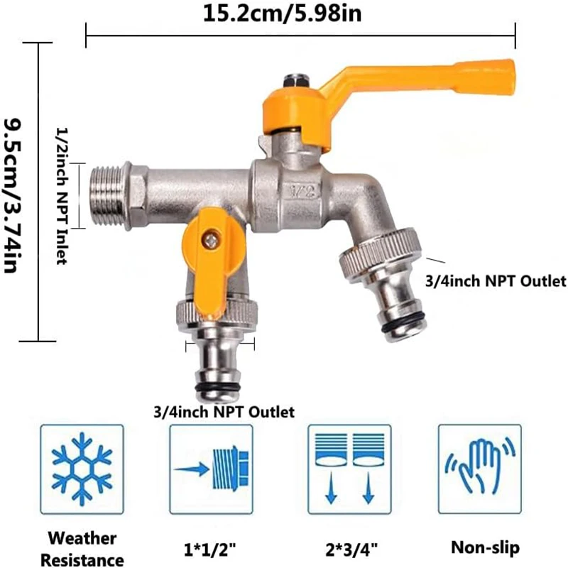 1Set Indoor and Outdoor Faucet with One Inlet and Two Garden Enthusiasts Choice Robust Anti-Freeze Outdoor Faucet Simple Install