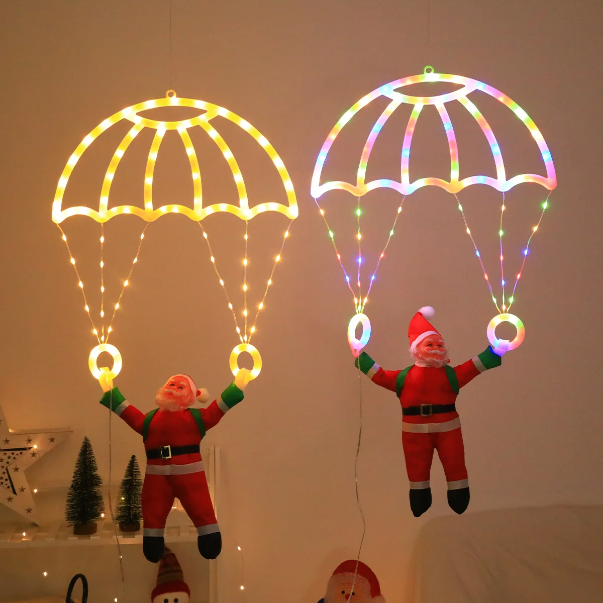 Christmas String Lights LED Santa Claus Parachute Light String USB Power 8 Modes Indoor And Outdoor Christmas Atmosphere Decora