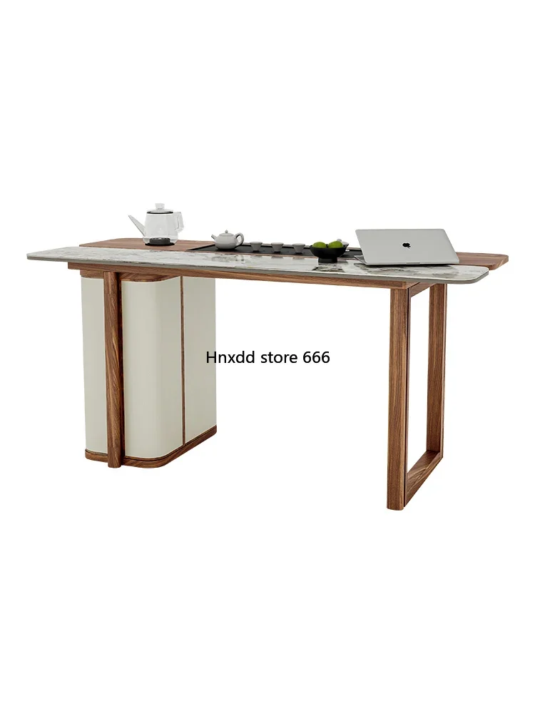 

New Chinese modern simple black walnut balcony tea table and chair combination