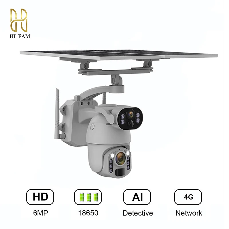 10X Zoom 4G Outdoor CCTV WiFi AI Solar Security Camera With SIM Card Night Vision CMOS Sensor Cloud Storage