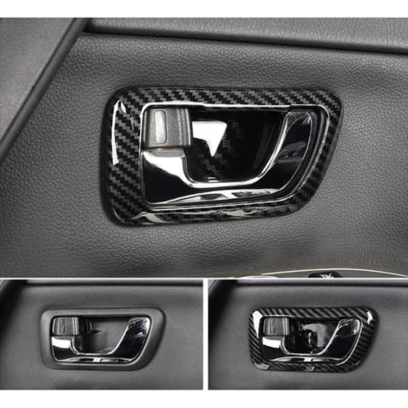 4Pcs Inner Door Handle Bowl Panel Cover Trim Carbon Fiber Accessories For Pajero 2007-2019