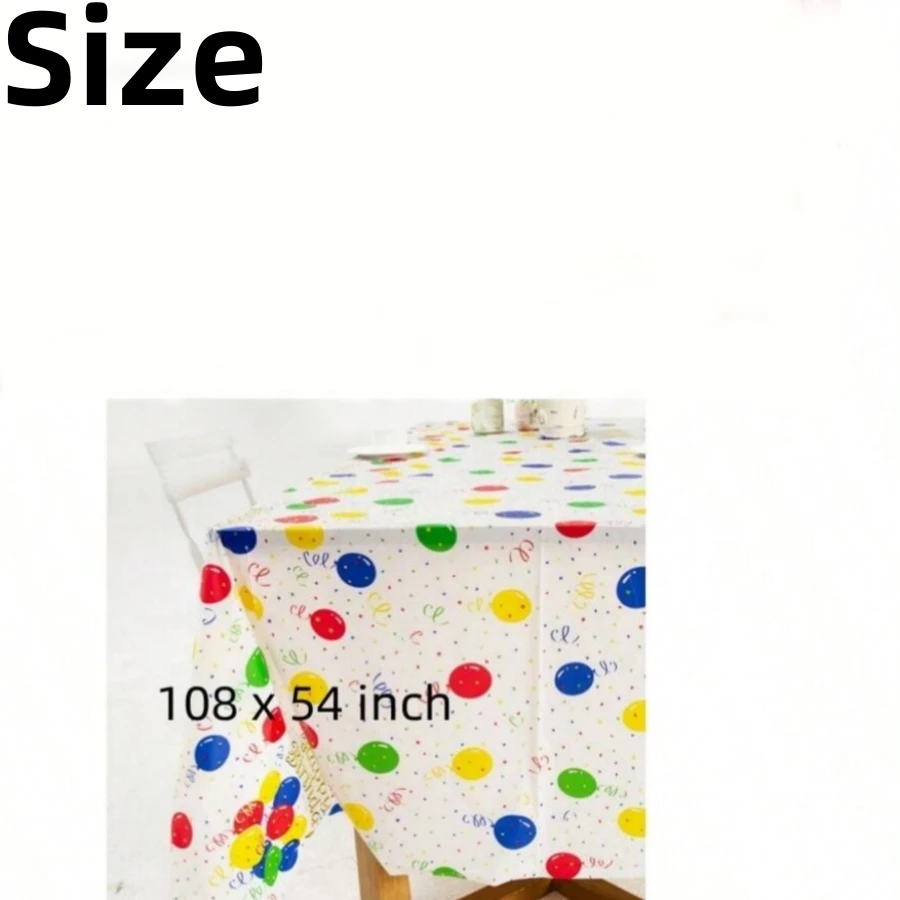 1PC Colorful Balloon Plastic Tablecloth Rectangular (108 * 54in), Background Cloth, Disposable Party Tablecloth, Happy Birthday,