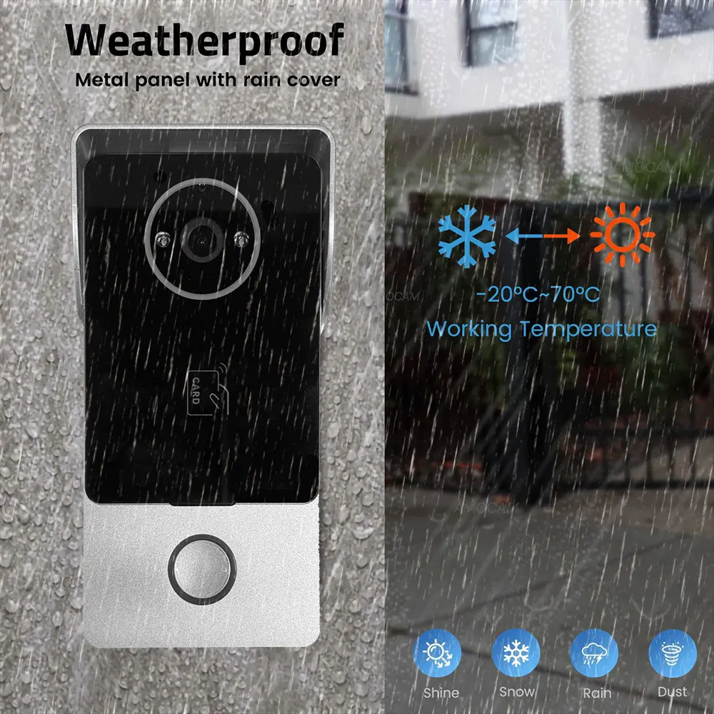 الذكية TUYA 1080P 7 بوصة تعمل باللمس واي فاي جرس باب يتضمن شاشة عرض فيديو 2 سلك فيديو إنترفون 32G بطاقة Rceord عدة كشف الحركة ID Unlcok