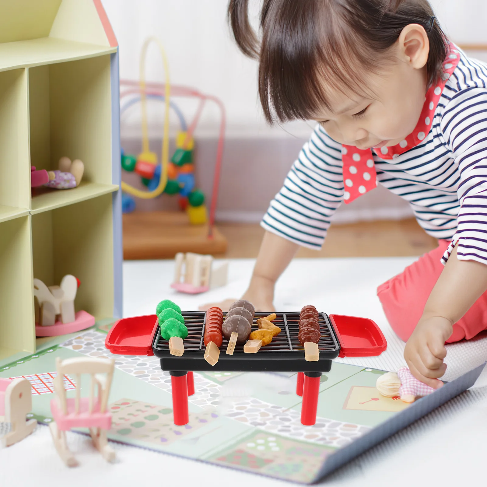 20Pcs Realistic Play Food Bbq Set for Children Pretend Cooking Kitchen Game with Grill Tools and Smoke Effect Fun