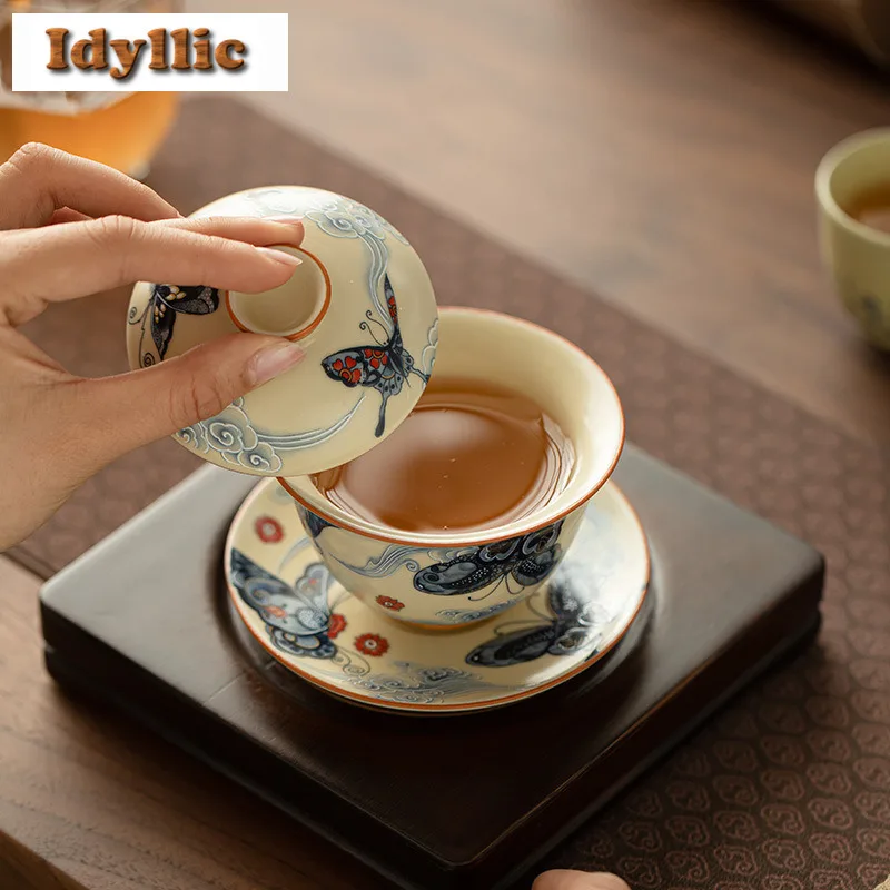 130 مللي رو فرن سحابة فراشة Gaiwan زن الشاي تورين براد شاي مع غطاء عدة صنع الشاي غطاء وعاء عناصر الشاي اكسسوارات الحرفية هدية #3