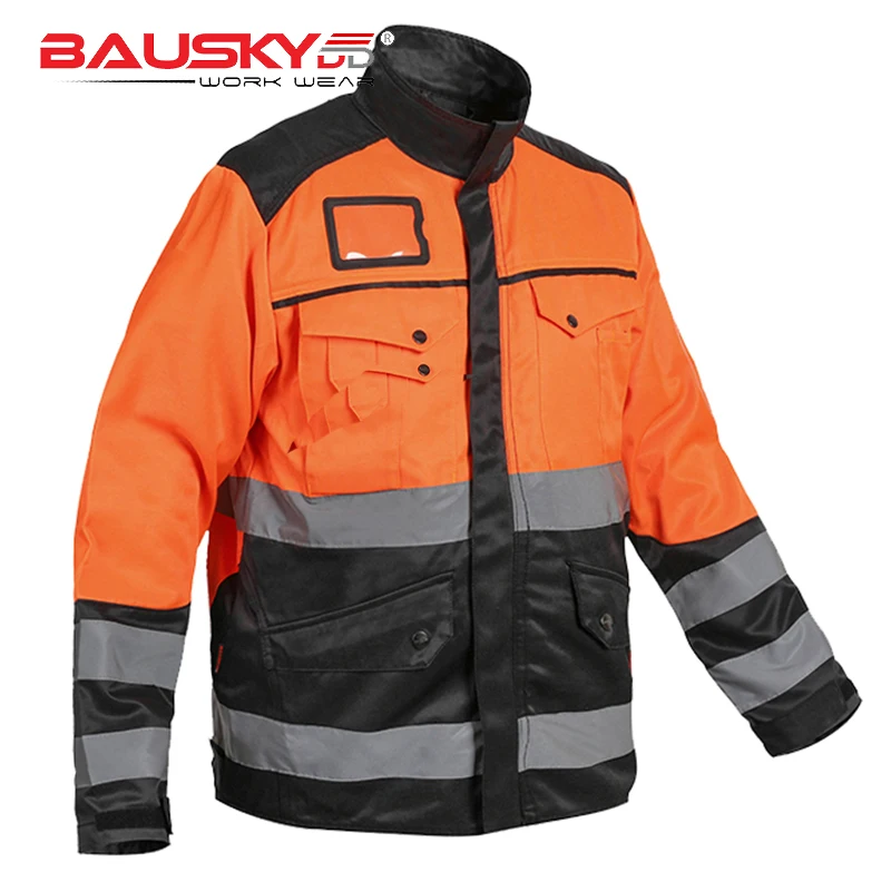 Safety Work Jacket Men Outdoor High Visibility Work Jacket Construction Two Tone Hi Vis Workerar Reflective Workshop Clothes