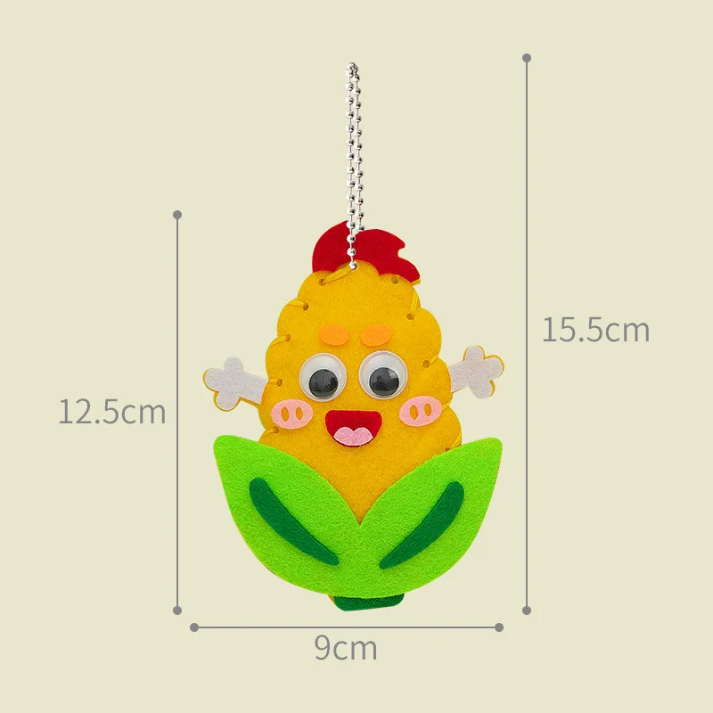 4Pcs DIY Fruit Vegetable Keychain Toys Montessori Arts Crafts Non-weaving Handicrafts Toys for Kid Gift Early Educational Gifts