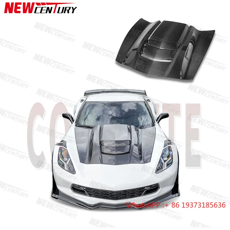 

Капот двигателя из углеродного волокна C7, подходит для Corvette C7 2014-2019, модернизация, обновление ZR1, стиль, перфорированный капот двигателя из углеродного волокна