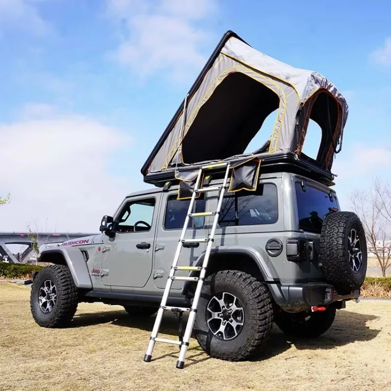 2026 New Arrival Aluminum Triangle Hard Shell Rooftop Tent Outdoor Camping Waterproof SUV Car Roof  Tent
