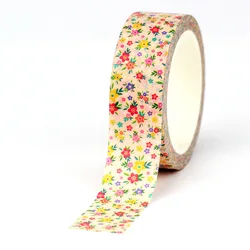 NEW 1PC. 10M Decorative Spring Small Pink Yellow Flowers Adhesive Masking Washi Tape Cute Journaling Korean Stationery