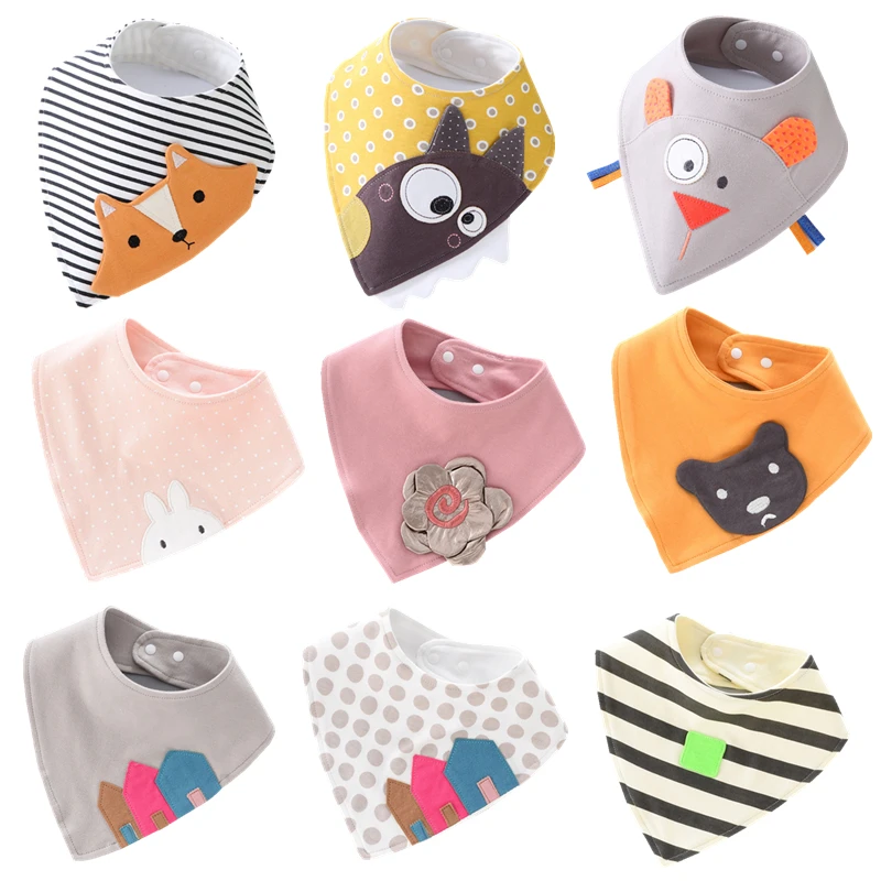 Cotton Bandana Bibs Baby Babador Feeding Smock Infant Triangle Burp Cloths Cartoon Saliva Towel Baby Eating Accessory Kids Stuff