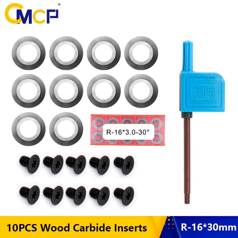 

Round Carbide Insert Cutter 10pcs 16x3mm 30 Degrees for Wood Turning Finisher Hollow Tools Lathe Tools