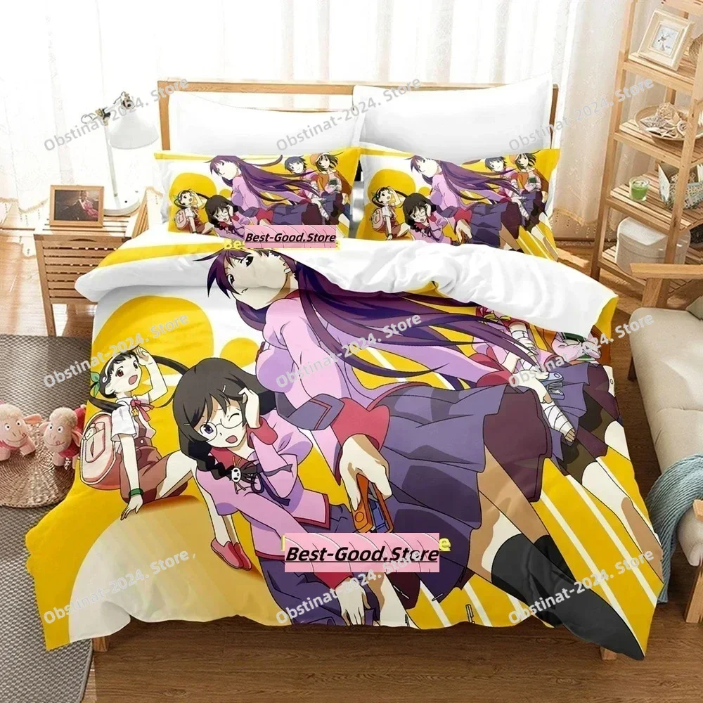 

2024 Bakemonogatari Bedding Set Single Twin Full Queen King Size Bed Set Adult Kid Bedroom Duvetcover Sets Anime Bed Sheet Set