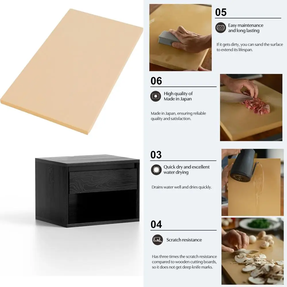 

Rubber Cutting Board for Home Kitchen Use, 15.7 x 9.1 x 0.5 Inches, Japanese Made, Durable and Easy to Clean