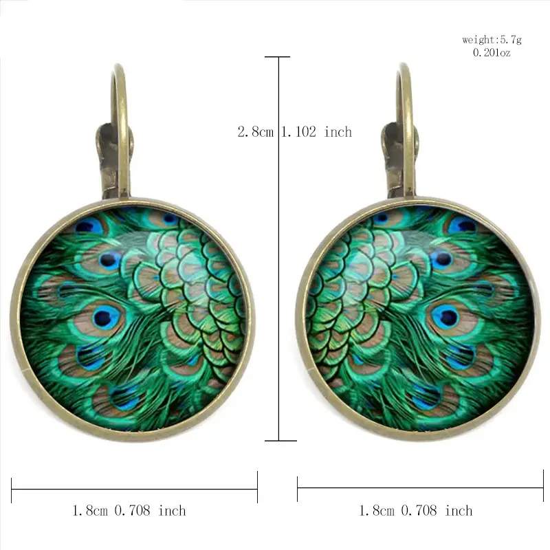 2 Pcs Exquisite Peacock Feather Fashion Personalized Gold Color Earrings Charms Women Party Cocktail Party Wear Gifts