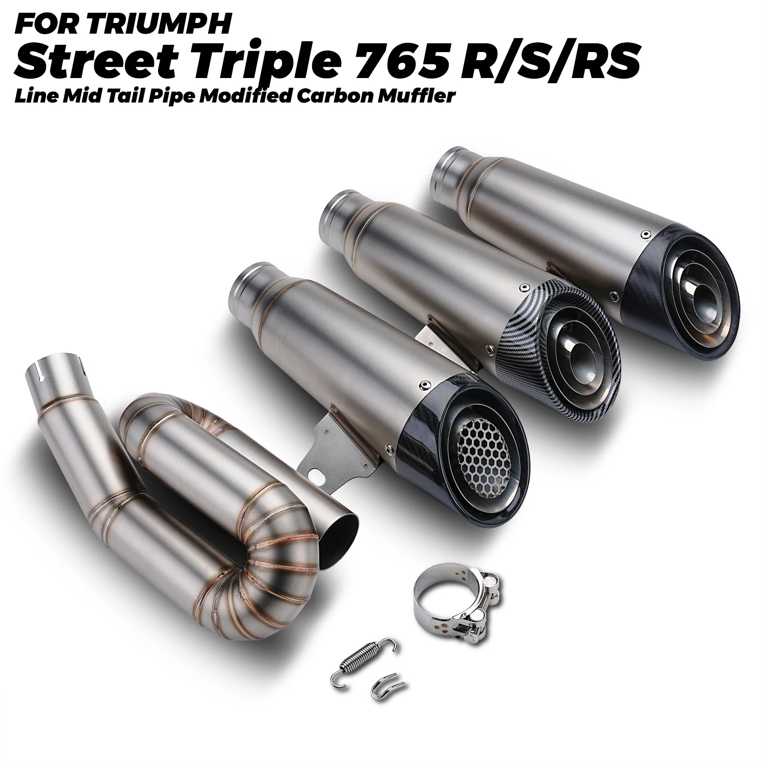 

For street triple 765 765R 765S 765RS 2017-2024 Motorcycle Exhaust Pipe Escape Link Pipe slip on Muffler