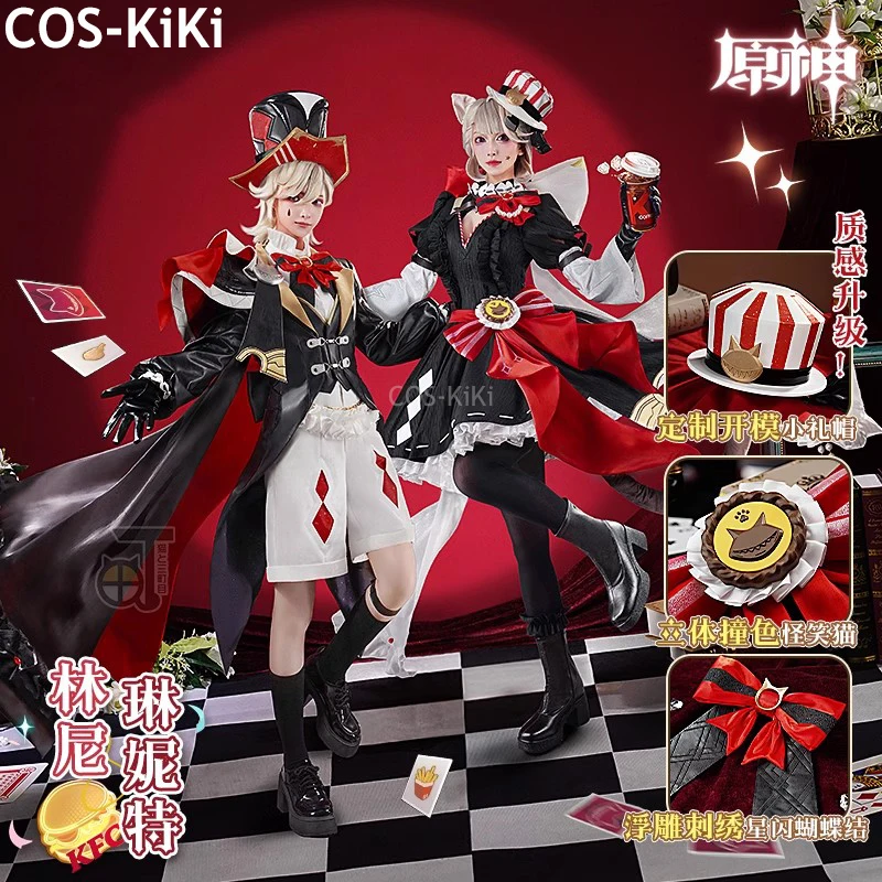 COS-KiKi Genshin Impact Lynette Lyney KFC Game Suit Elegant Dress Uniform Cosplay Costume Halloween Party Role Play Outfit