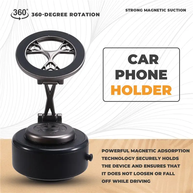 Car Phone Holder Magnetic Mount 360° Rotating Vacuum Adsorption Strong Magnet Universal Navigation Phone Suction Bracket