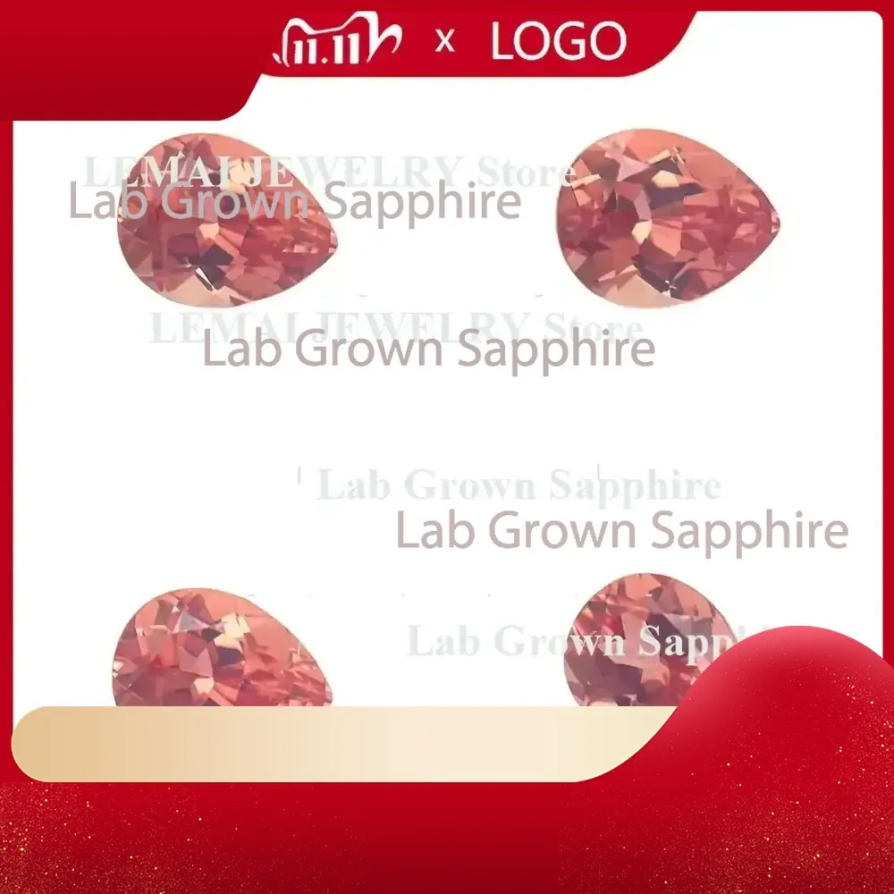 

Lab Grown Sapphire Pear Cut Sunset Orange Gemstone for Jewelry Making Rings Charms Craft Supplies Lab Created Sapphire