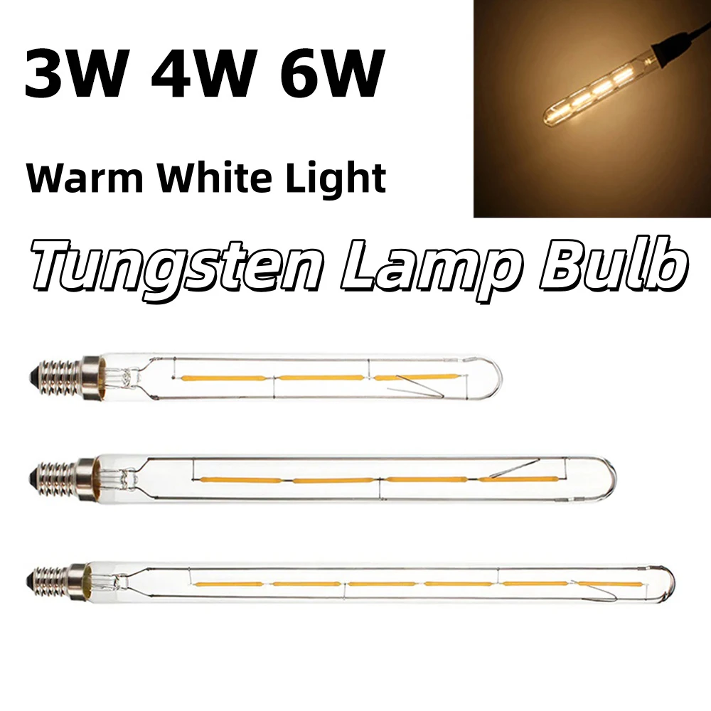 

T20 E14 LED Tube Light Bulb SES Vintage Retro Filament COB 220V 240V Tubular Antique Lamp 2700K Warm White Glass Light Cover