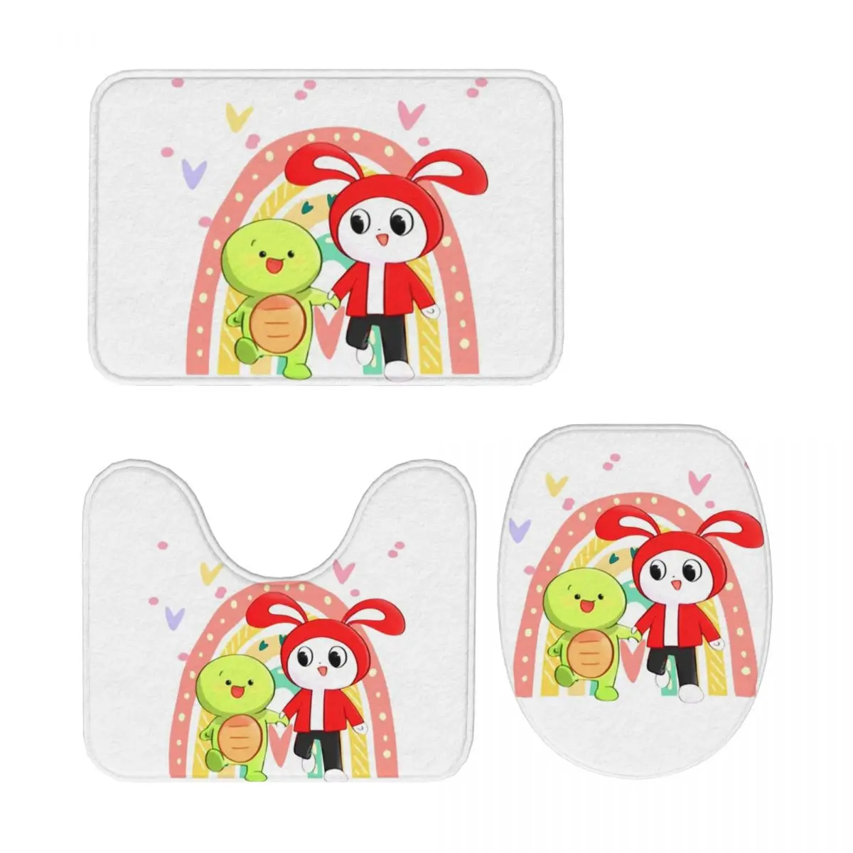 

Jj Mikey Maizen, 3-х предметный коврик для ванной, набор для ванной комнаты, крышка для унитаза, домашний декор, нескользящий ковер, напольный коврик