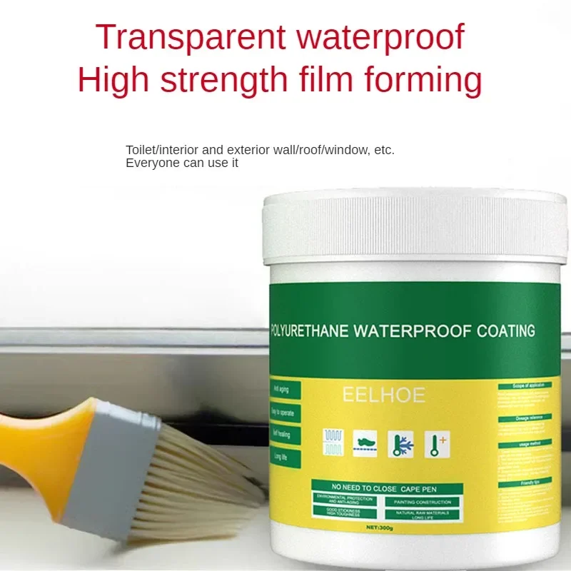 Polyurethane Waterproof Coating Invisible Paste Sealant Glue with Brush Adhesive Repair Glue for Home Roof Bathroom 30/100/300g