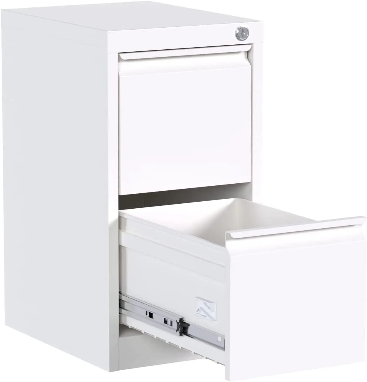 2 Drawer Metal Vertical File Cabinet with Lock, Narrow Filing Cabinet with Hanging Letter/Legal/A4 Folders,