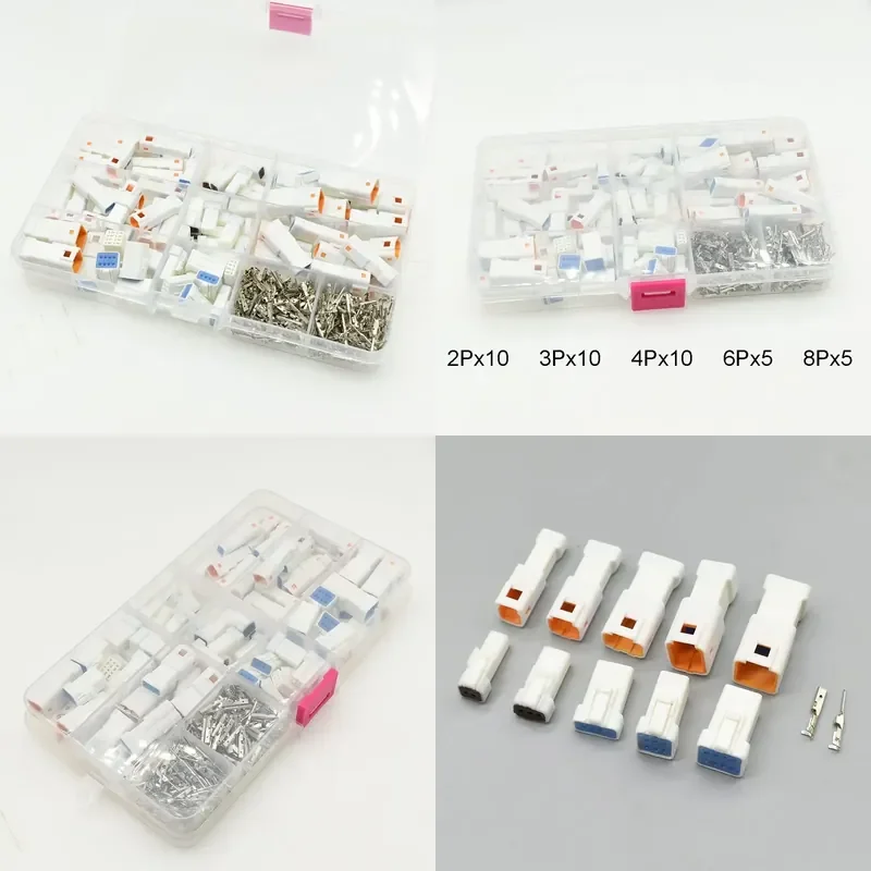 1 box of 400 Pcs JST JWPF 2 3 4 6 8 pin road car waterproof male and female wiring harness connector 0.7mm plug