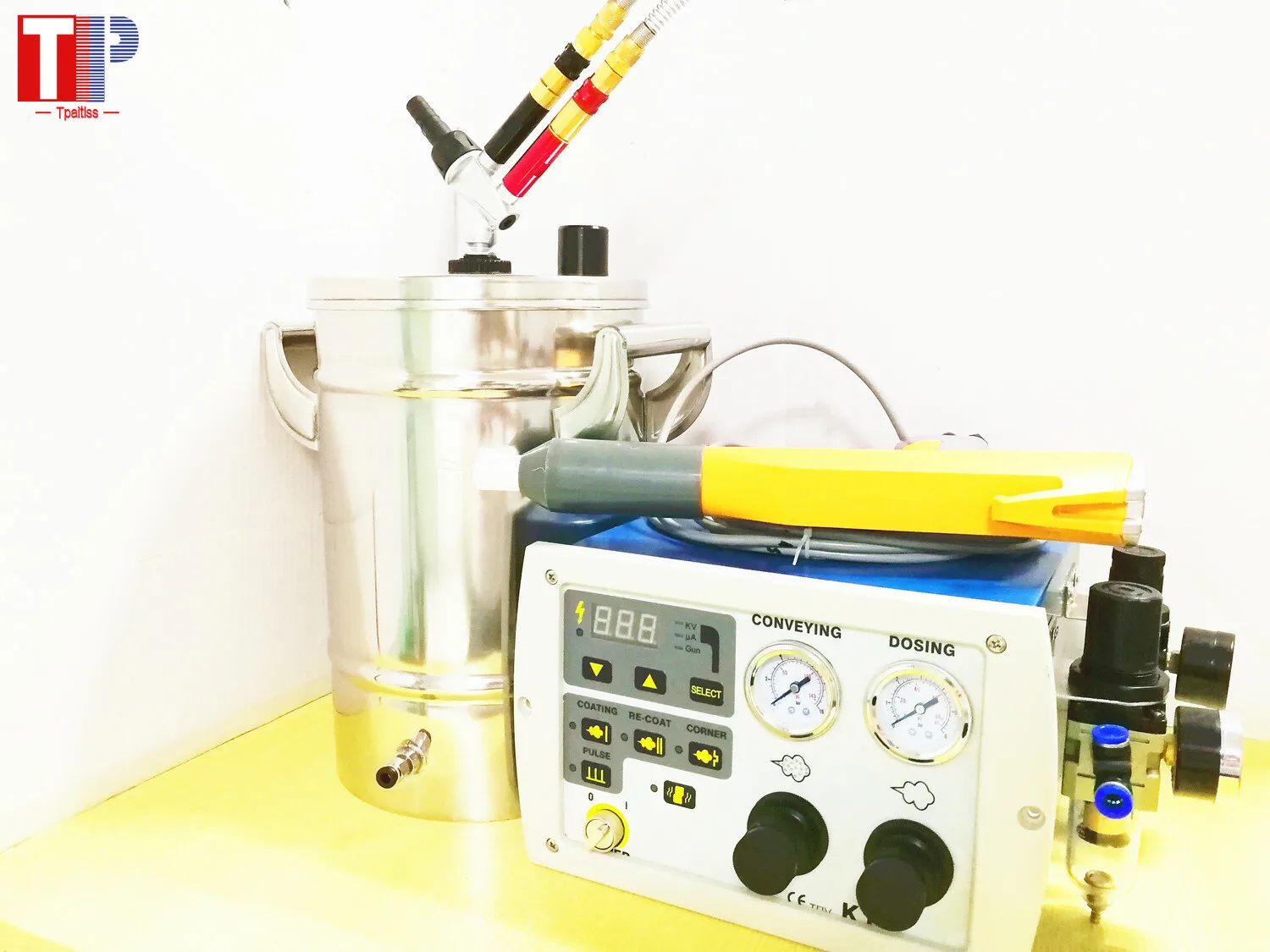 Digital Display Powder Coating Machine Spray Gun with SS 304 Min Hopper