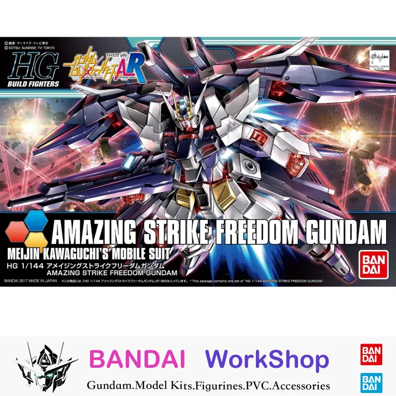 Bandai Original 1/144 HGBF Amazing Strike Freedom Gundam Action Figure Assembly Model Kit Collectible Gifts