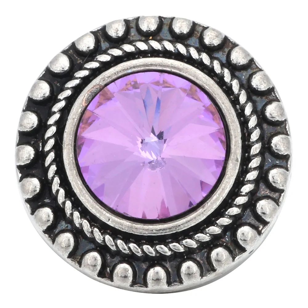 5pcs/lot New Snap Jewelry Purple Color Mixed Rhinestone 18mm Metal Snap Buttons Fit Snap Bracelet Bangle Ginger Charms