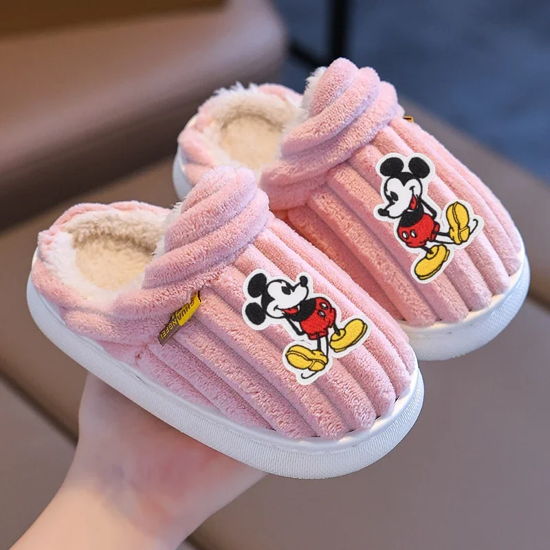 

Disney Mickey Mouse Children's Cotton Slippers Winter Boys Baby 1-10 years old Warm Indoor Home Children Girls Cotton Shoes