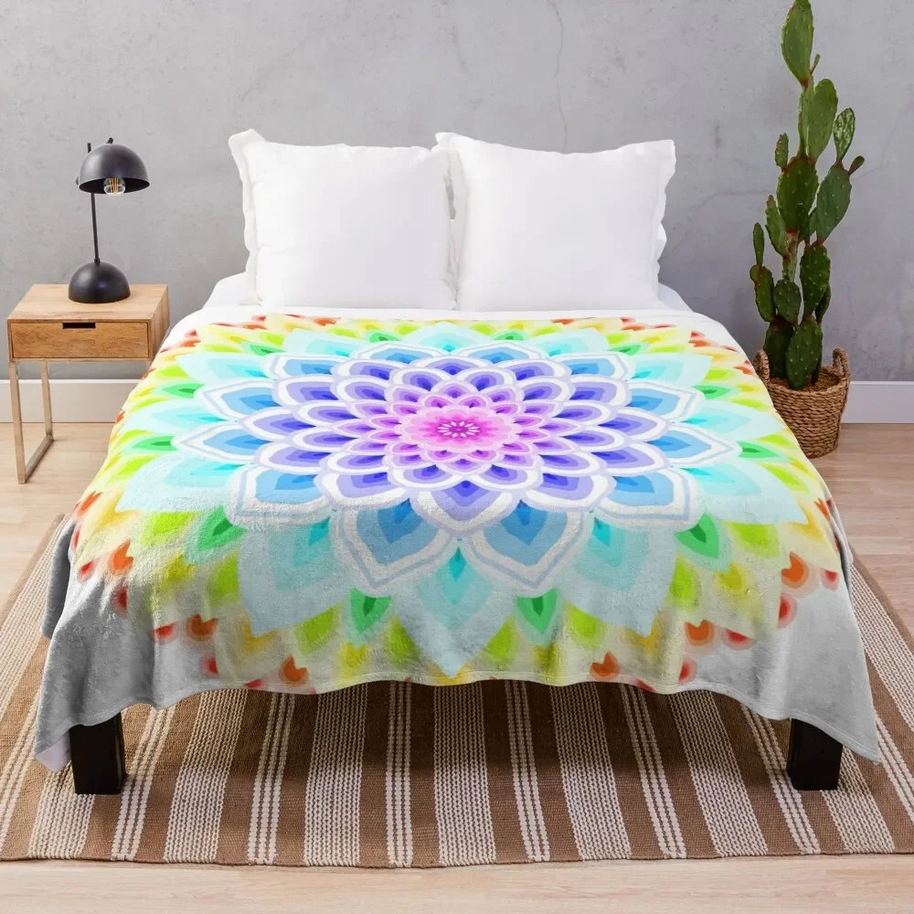 

RAINBOW MANDALA Throw Blanket Luxury Single Blankets