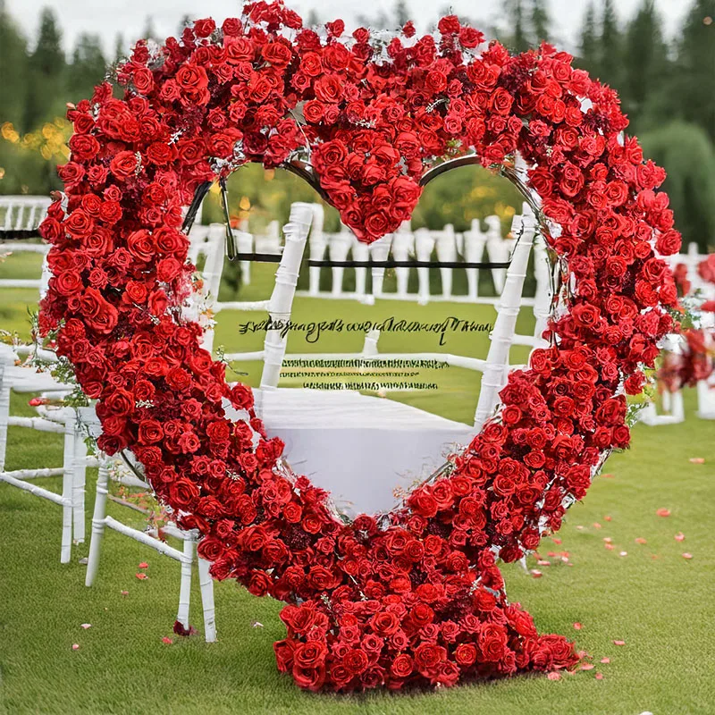 

Red Heart Shaped Frame Artificial Floral Decor Sweet Centerpiece for Wedding Stages Romantic Ambiance for Proposals Celebrations
