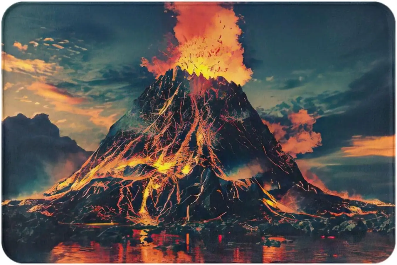 

Коврик для входной двери с принтом вулкана для внутреннего и наружного входа, коврик для приветствия с фланелевой тканью