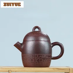190ml Elegant Yixing Purple Clay Teapots Handmade Gun Nozzle Qin Quan Pot Raw Ore Bronze Clay Mud Tea Maker Kettle Zisha Tea Set
