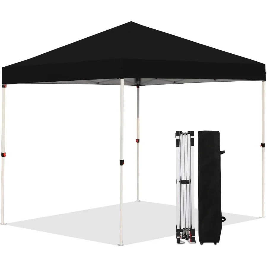 8x8ft Pop Up Canopy Popup Outdoor Canopy Tent with Carrying Bag Portable Gazebo Shelter for Patio Deck Garden Beach Black