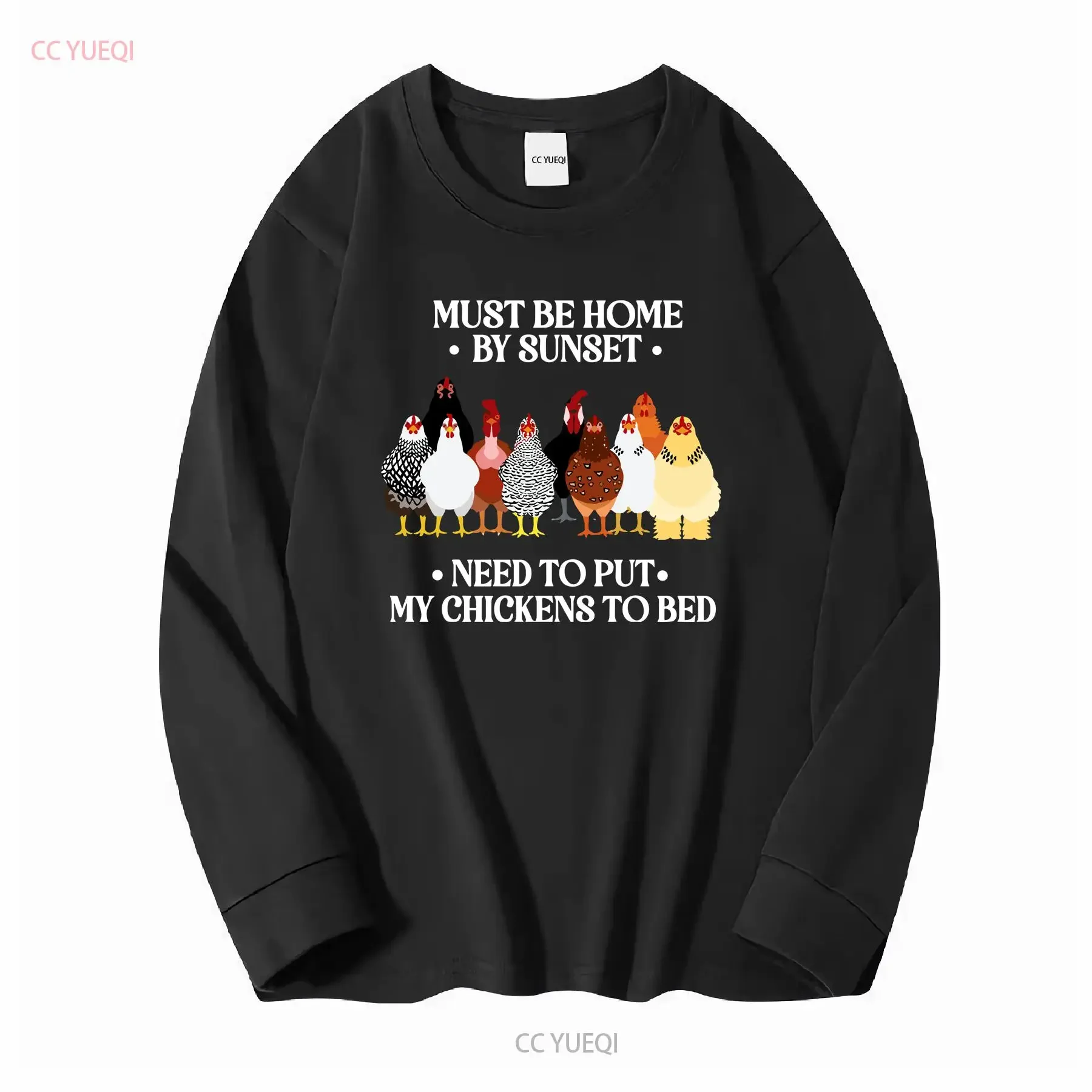 Funny Chicken T Shirt Must Be Home By Sunset Need To Put My Chickens Bed Lover GifT Farming long or short sleeves vintage