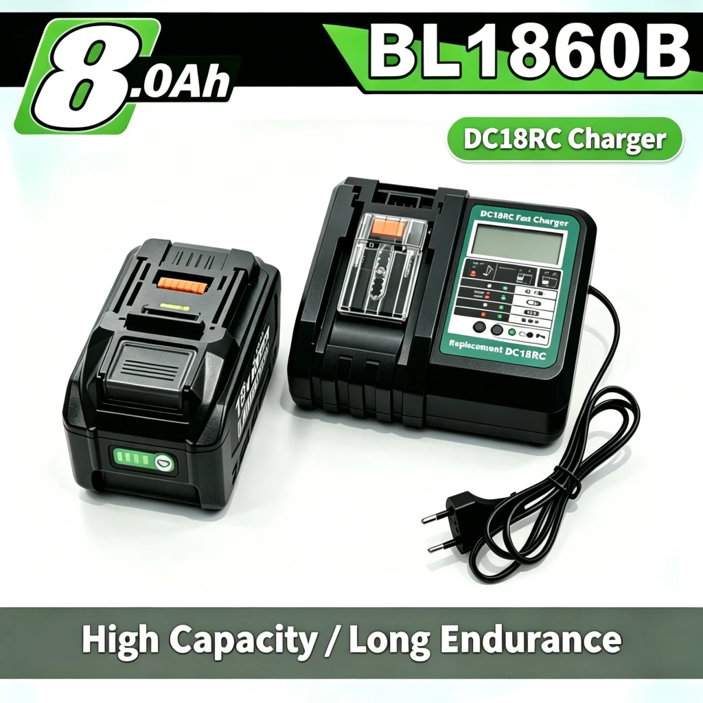 Kompatibel mit Makita 18V 8,0Ah BL1860B Elektrowerkzeug-Akku DC18RC Ladegerät Kabellos Li-Ion 14-18V BL1860 BL1850 BL1840 BL1830 8000mAh Lithium-Ionen Neue Version Ersatzzubehör – Detail 1