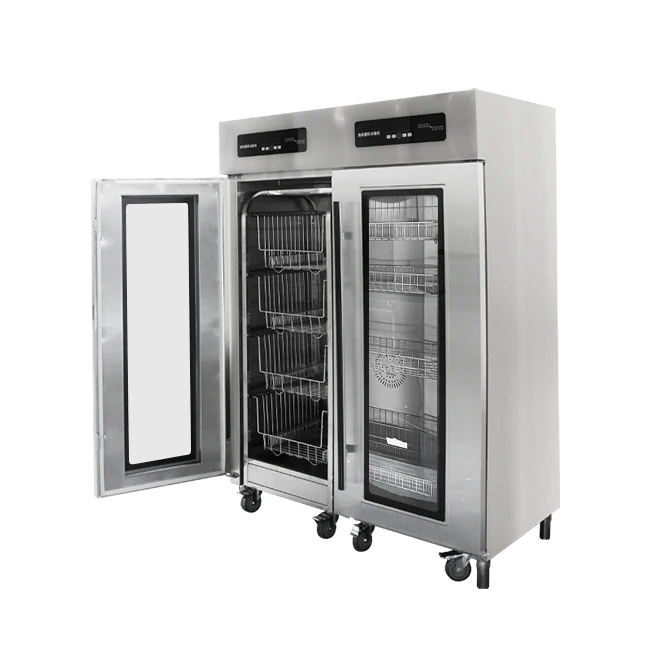 عربة لوحة لمطاعم الفنادق والولائم وأبواب زجاجية مزدوجة وخزانة تطهير كهربائية من الفولاذ المقاوم للصدأ مع لمسة