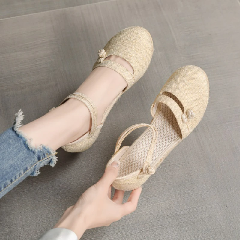 Elegant Woman Heeled Shoes Summer 2023 Espadrilles Wedges Sandals Women Casual Comfort Party Pumps Loafers Zapatos De Mujer