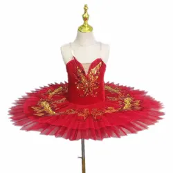 Children's Performance Costumes Red Ballet Tutu Skirt Girls Swan Lake Stage Clothing Free Shipping Dance Costume